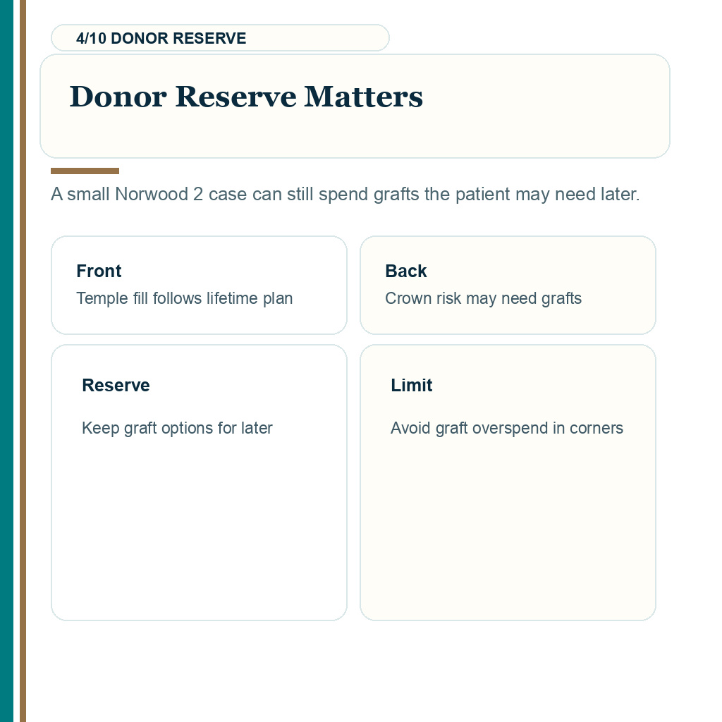 Norwood 2 hair transplant, donor reserve matters.