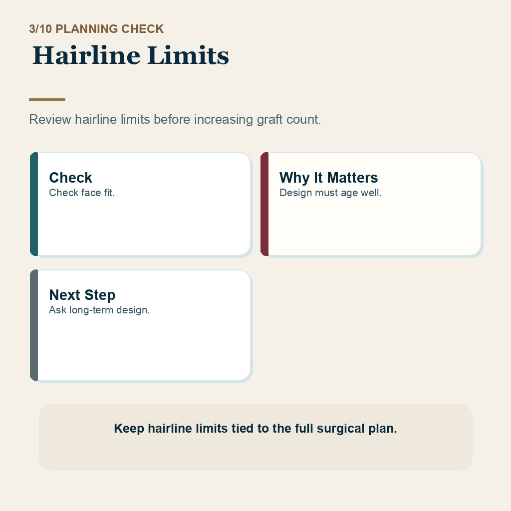 Norwood 6 or 7 Hair Transplant With Limited Donor Hair support slide 3 about hairline limits
