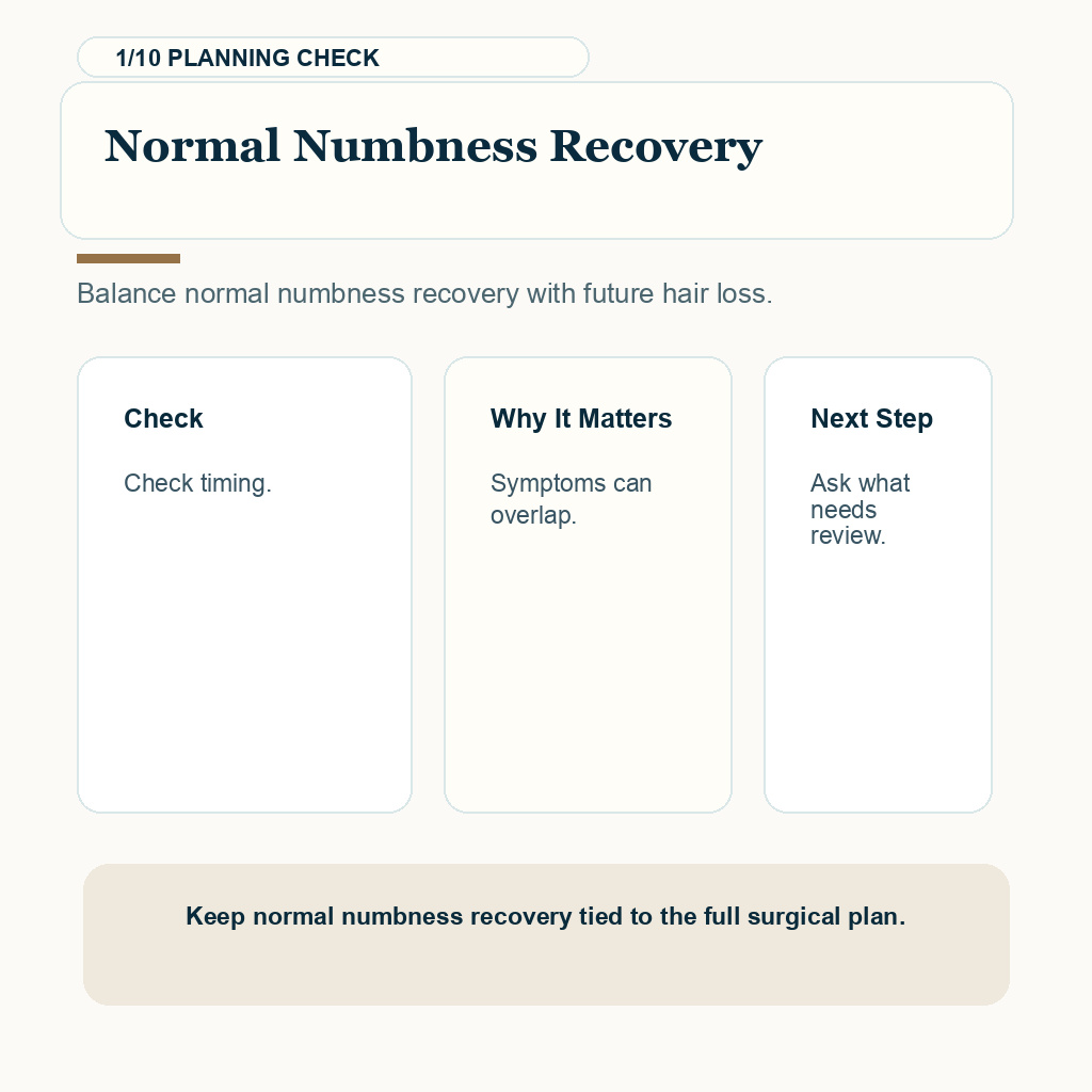 Scalp Numbness and Tingling Recovery Timeline support slide 1 about normal numbness recovery
