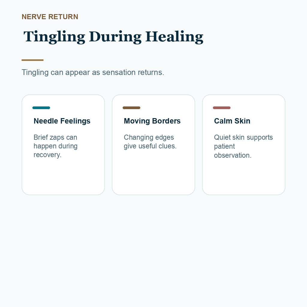 Scalp Numbness and Tingling Recovery Timeline slide 4 showing tingling during healing