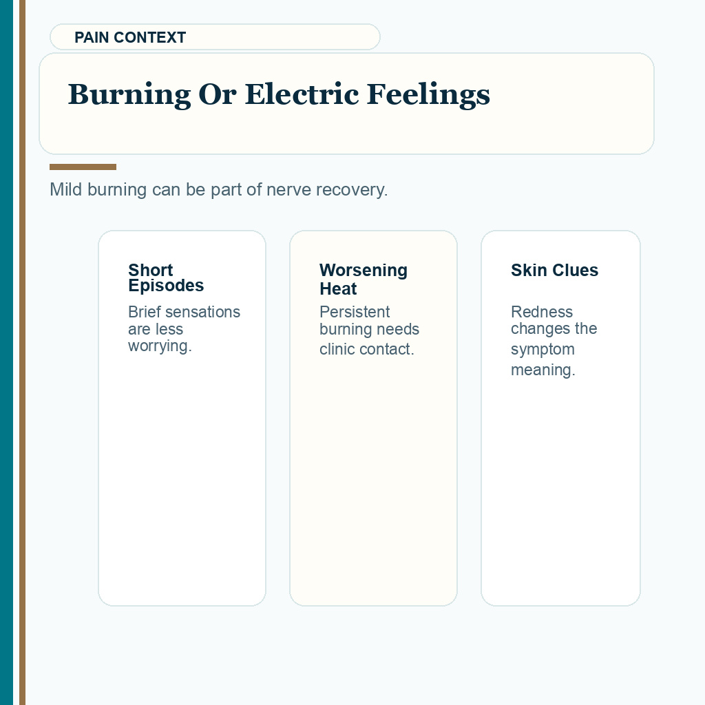 Scalp Numbness and Tingling Recovery Timeline slide 8 showing burning or electric feelings