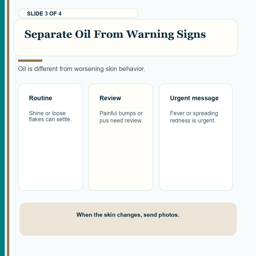 Support carousel slide separating oily scalp from warning signs after FUE