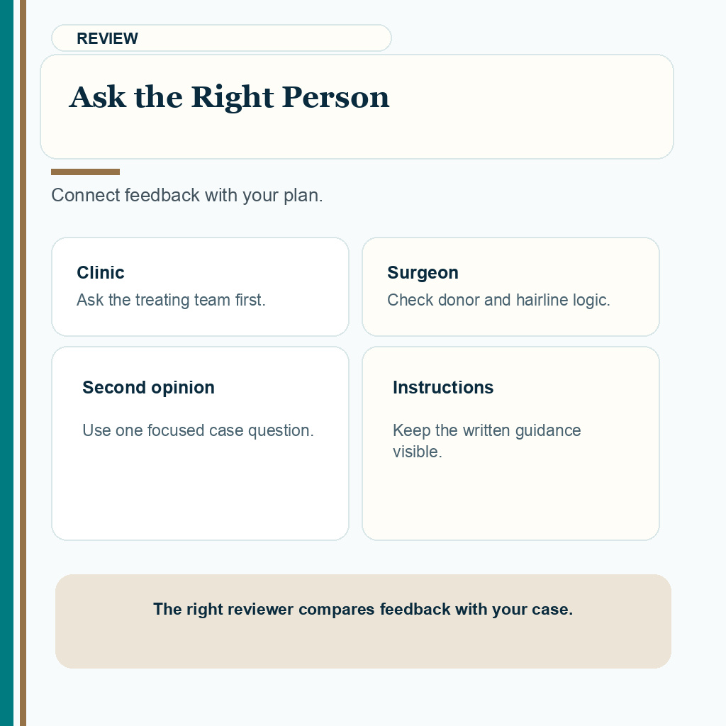 Carousel slide routing online feedback to clinic follow-up or focused second opinion.