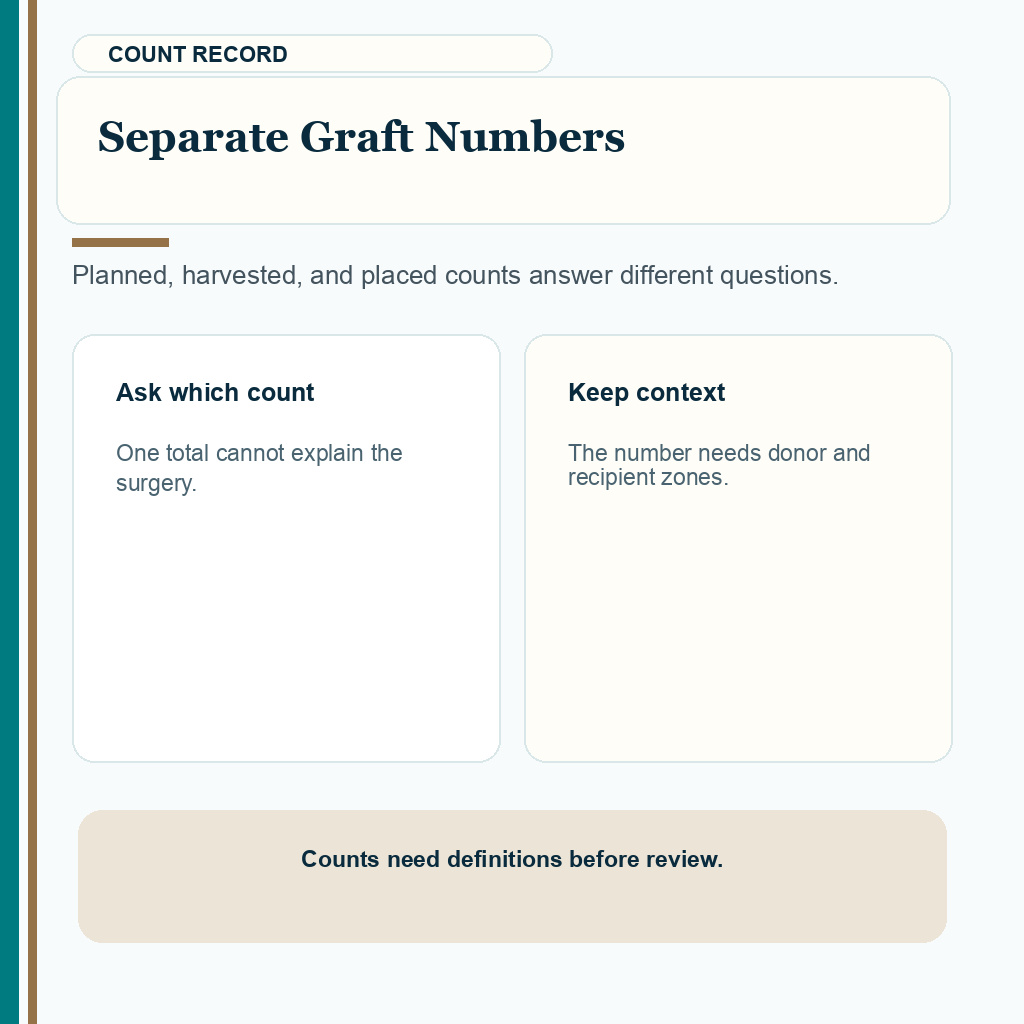 Carousel slide explaining separate planned, harvested, and placed graft numbers