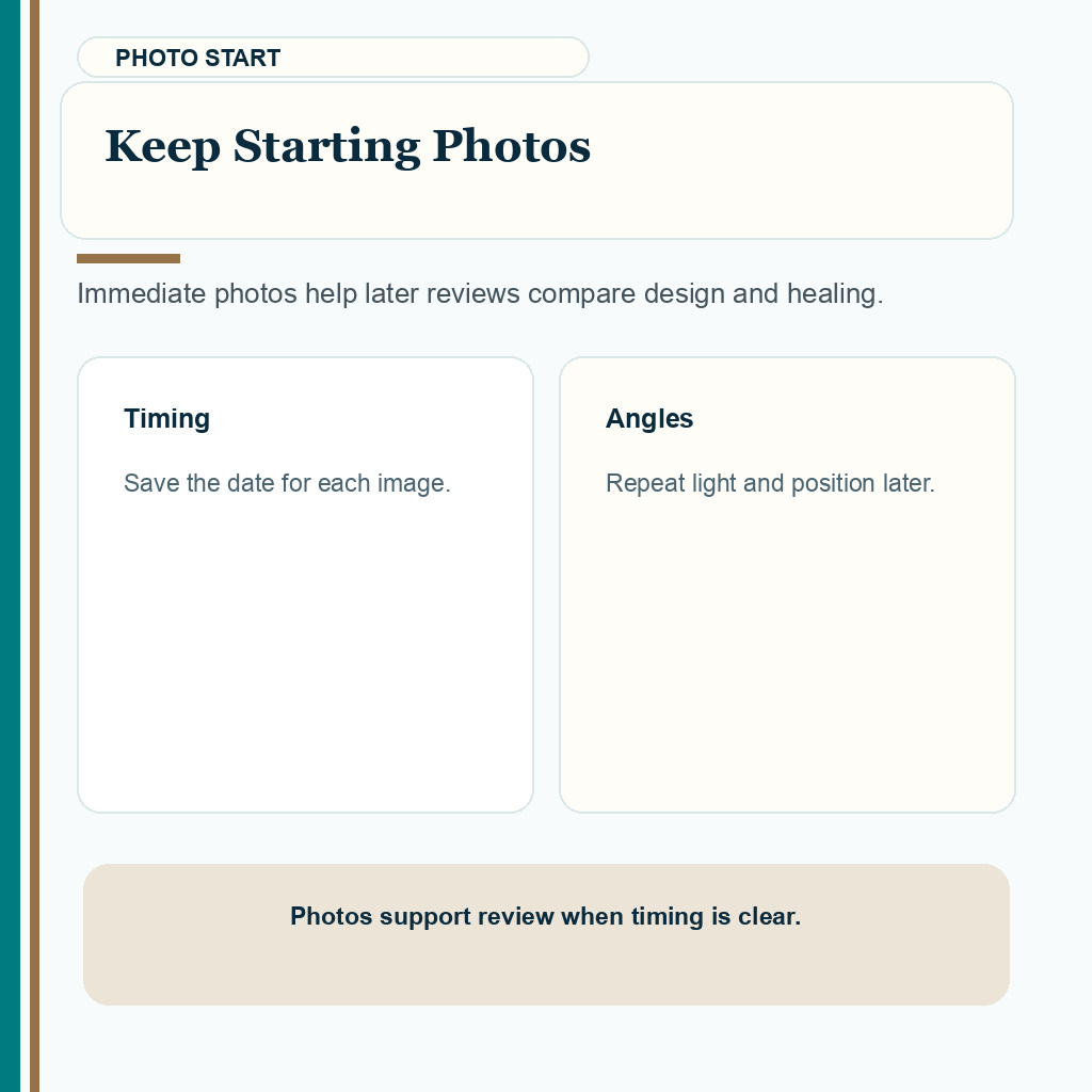 Carousel slide explaining why starting photos support later hair transplant review