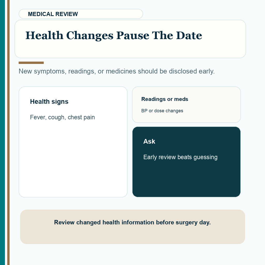 Medical changes pause the date guidance before hair transplant surgery.