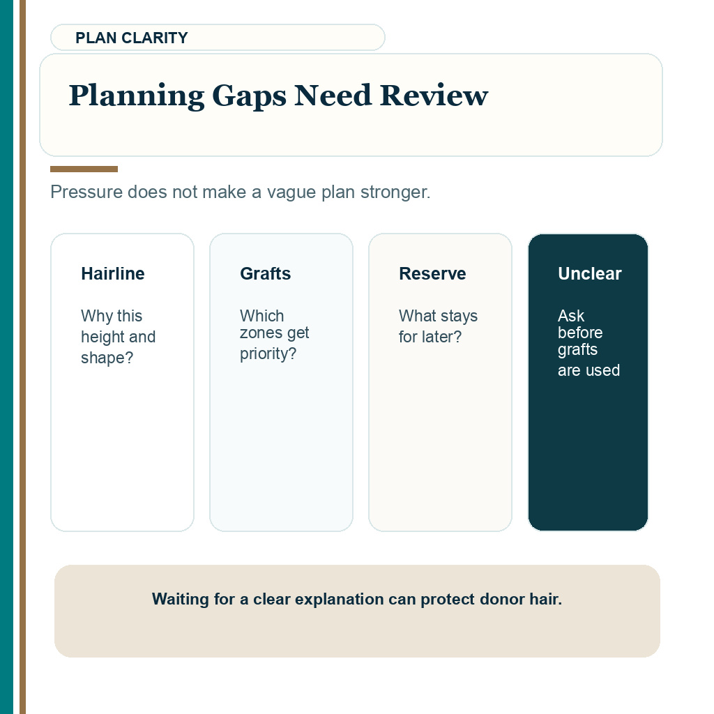 Planning gaps need review before hair transplant surgery.