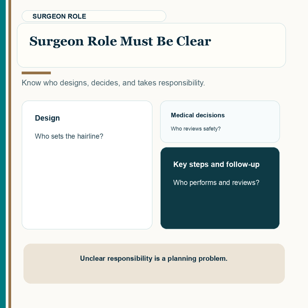 Surgeon role must be clear guidance before hair transplant surgery.