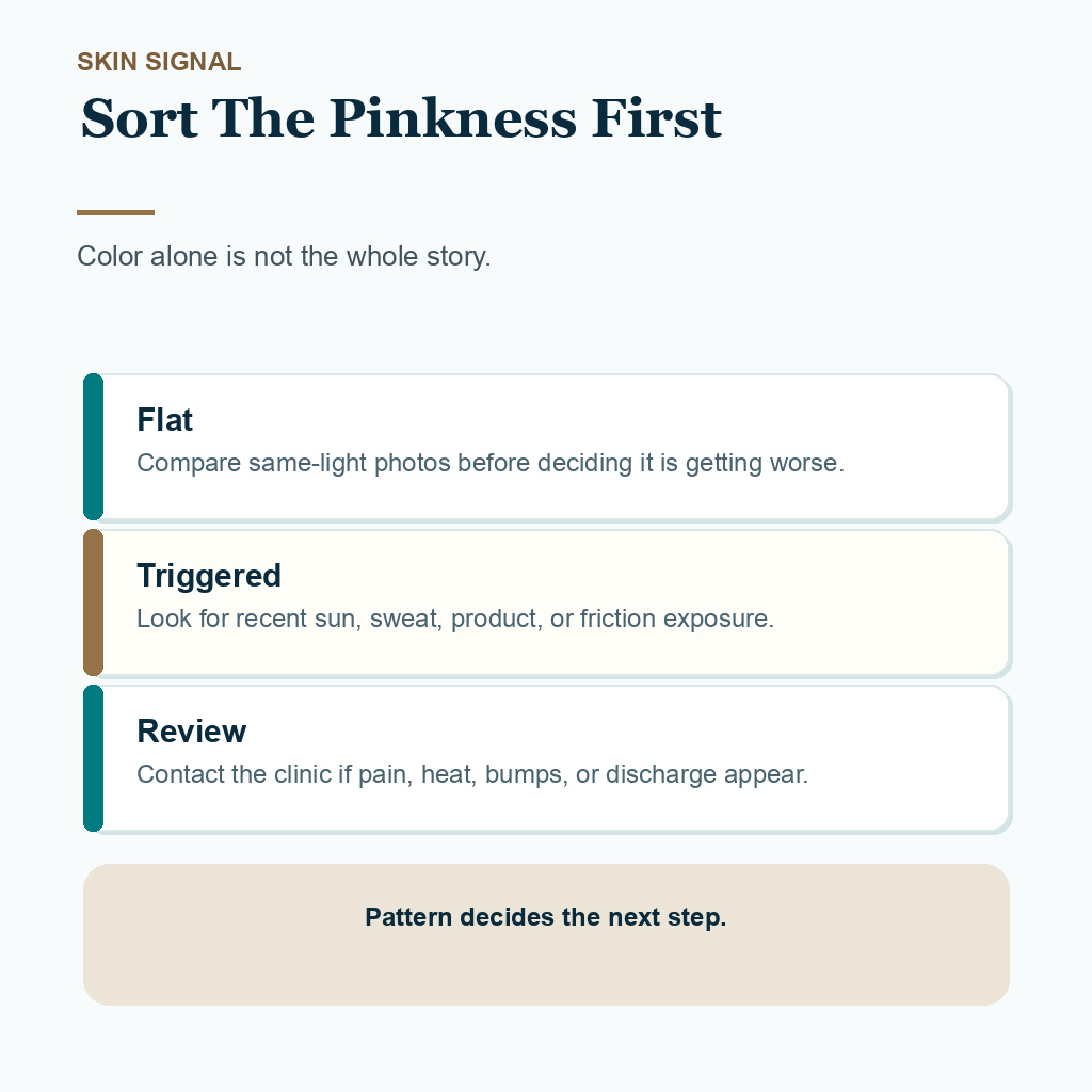Diamond Hair Clinic support card comparing flat pink skin, trigger flare, and review signs after FUE