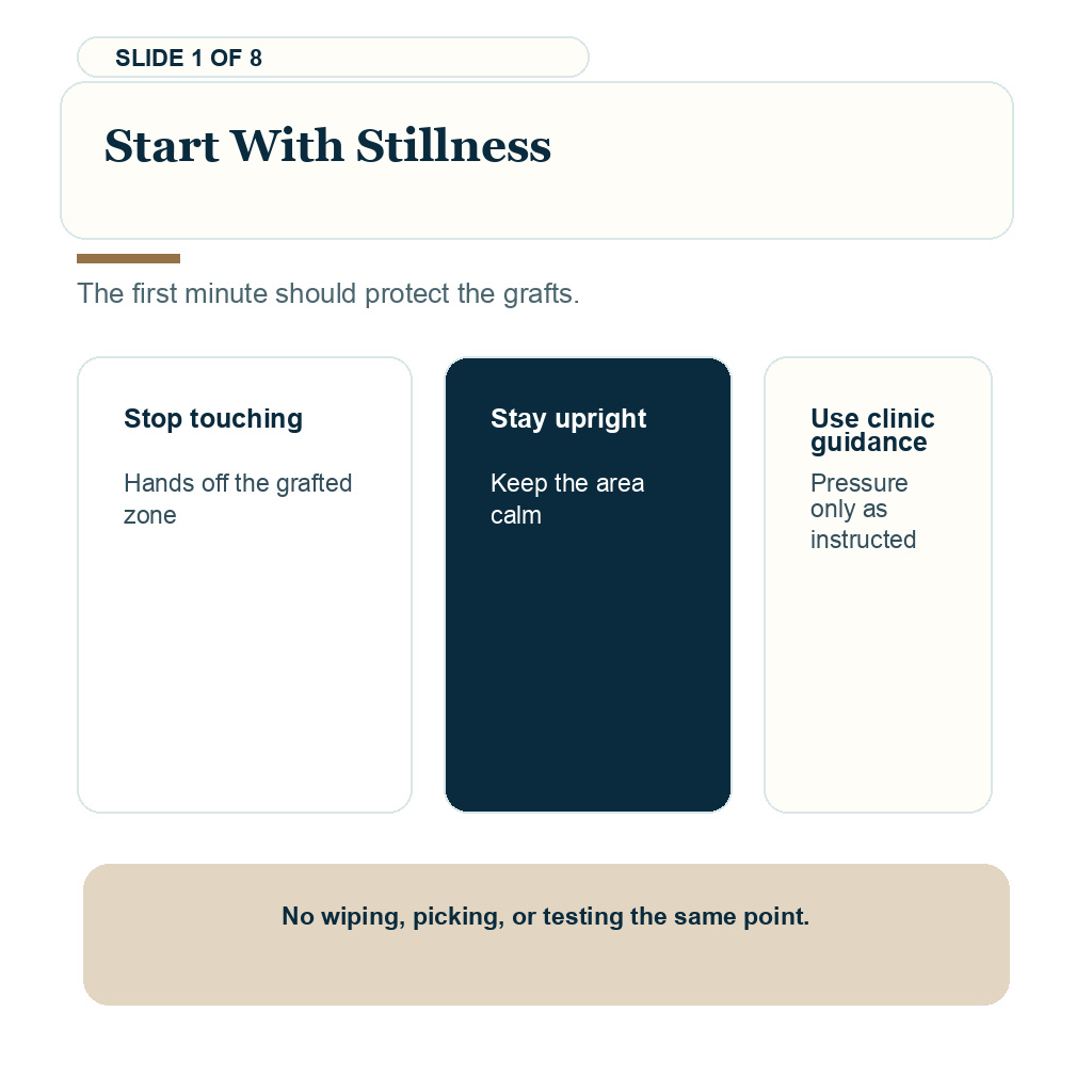 Post transplant bleeding carousel slide 1 about starting with stillness.
