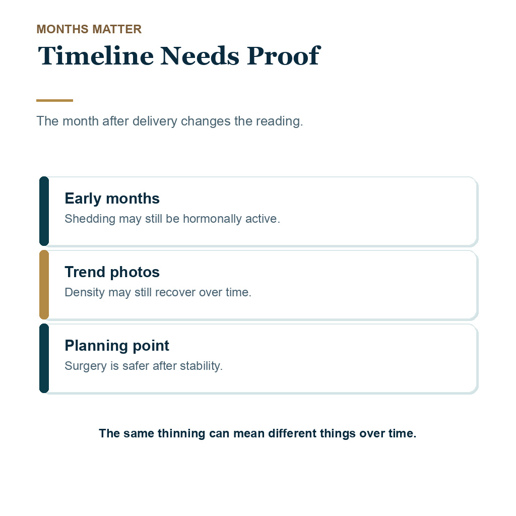 Postpartum hair loss hair transplant carousel slide 2 of 10 explaining timeline needs proof