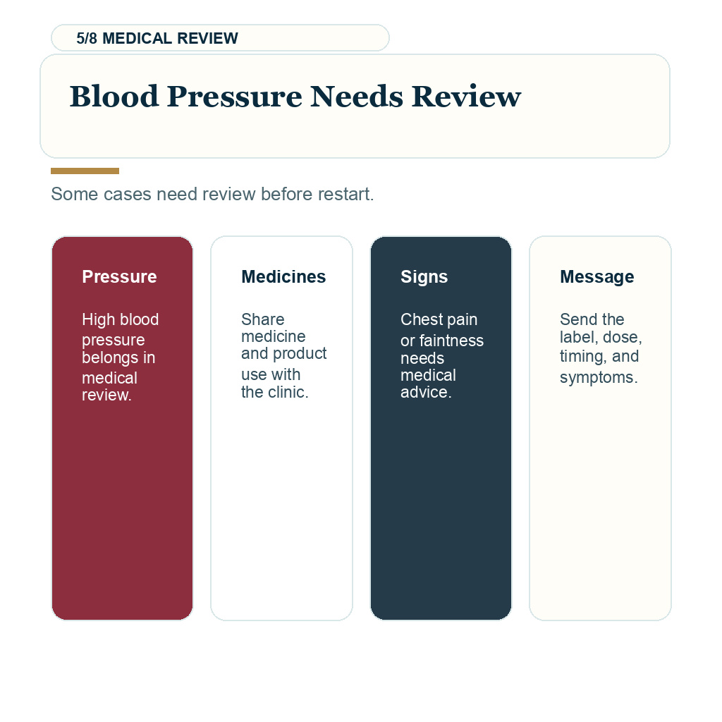 Pre workout after hair transplant, blood pressure needs review.