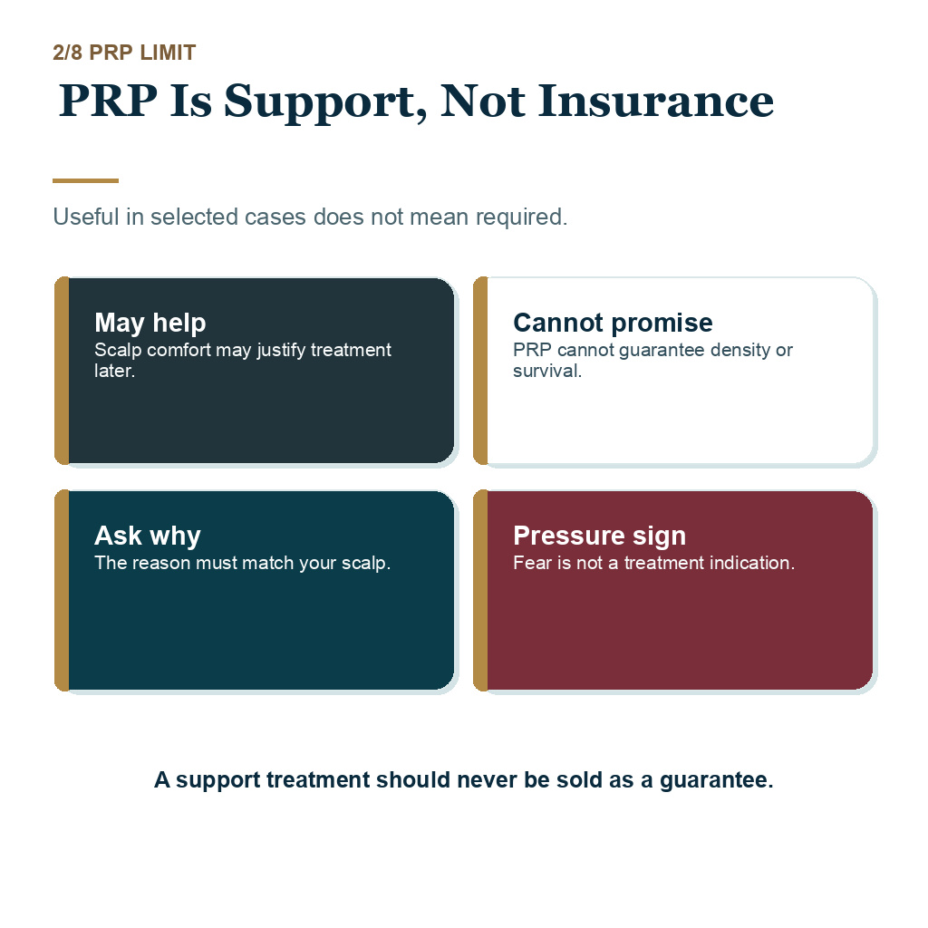 Diamond Hair Clinic PRP and exosome support, PRP is support, not insurance.