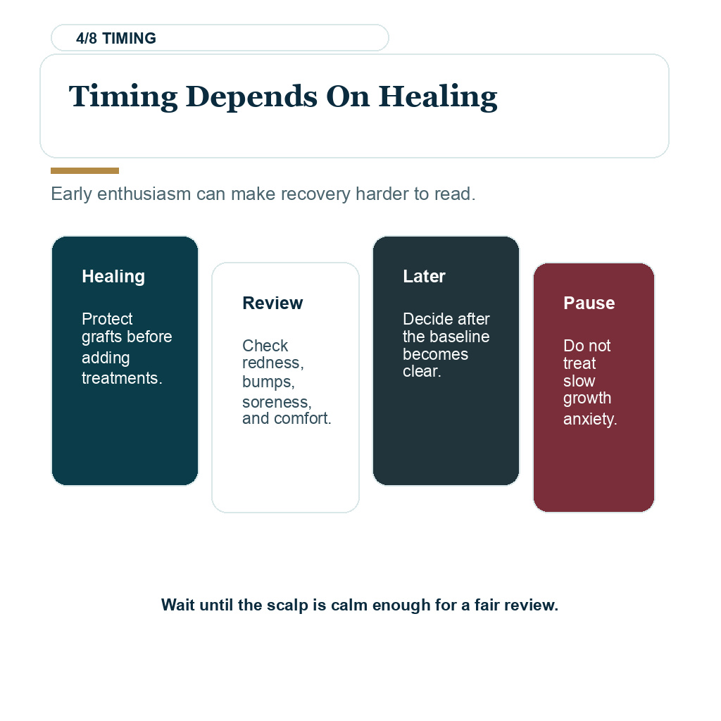 Diamond Hair Clinic PRP and exosome support, timing depends on healing.