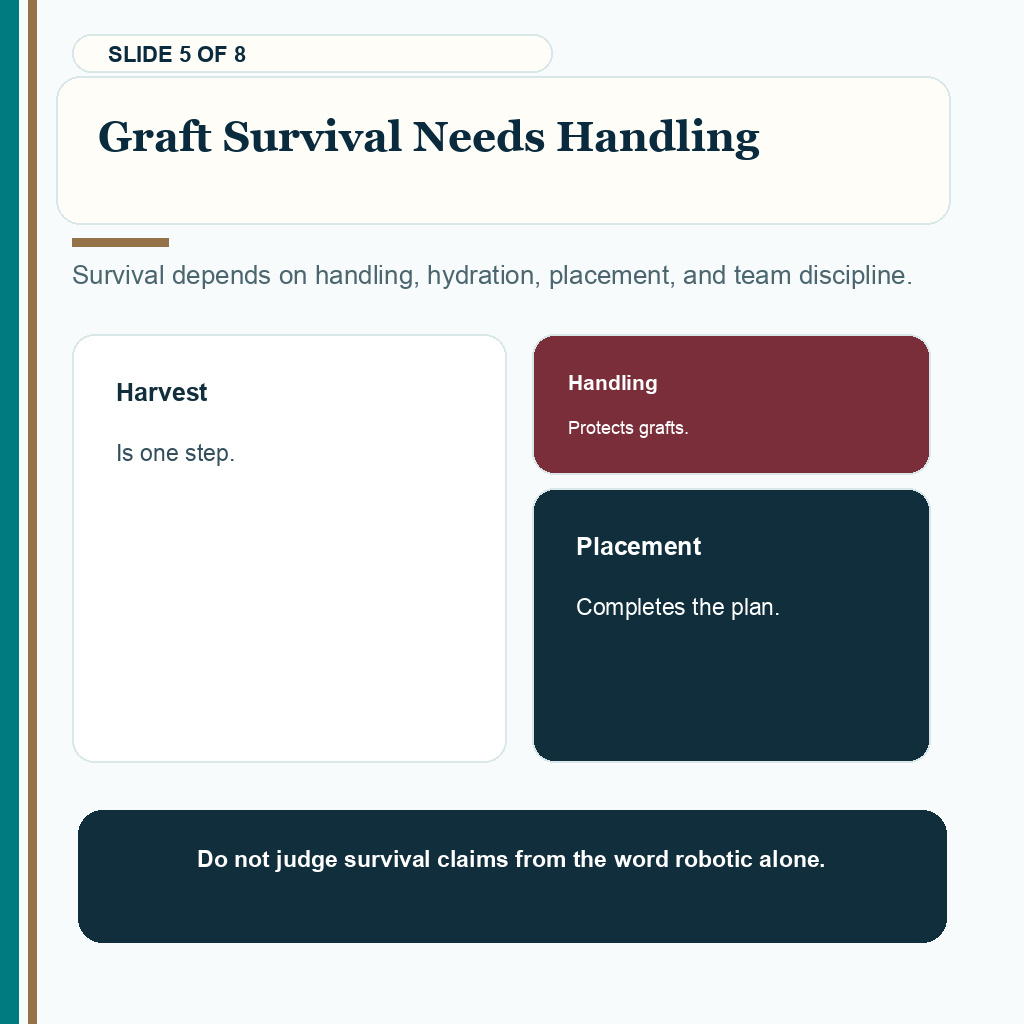 ARTAS robotic hair transplant carousel slide 5 about graft survival needs handling.