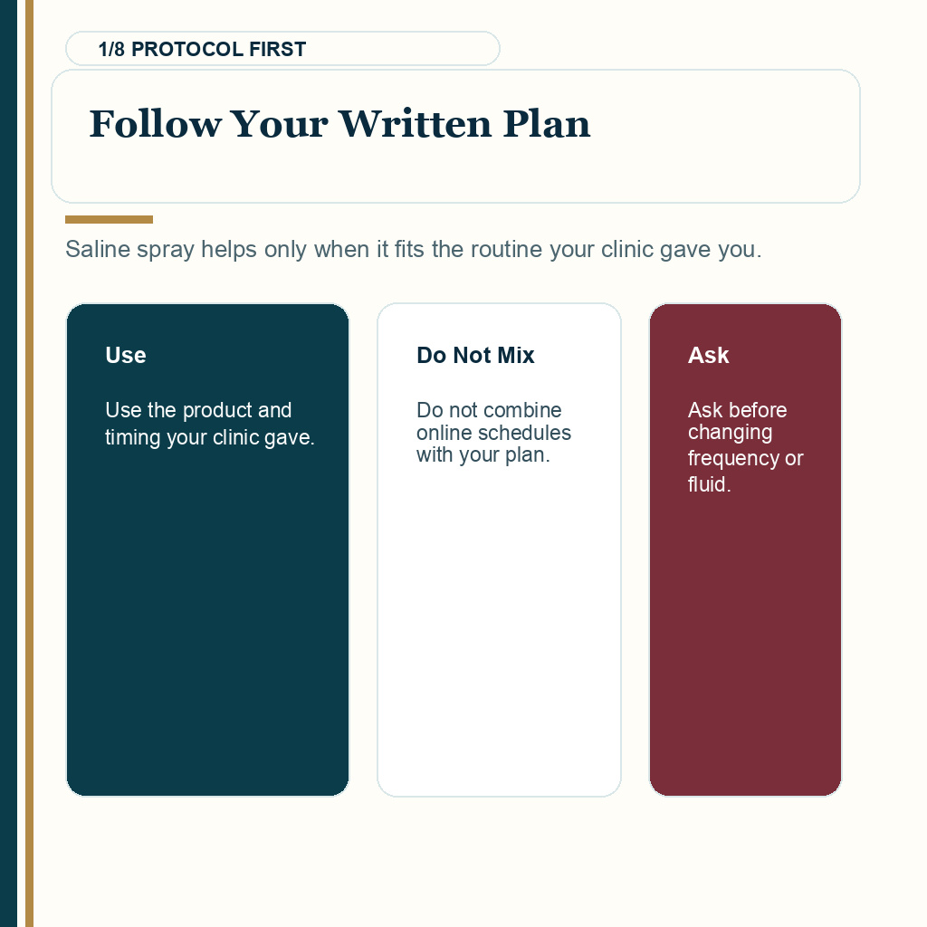 Saline spray after hair transplant, follow your written plan.
