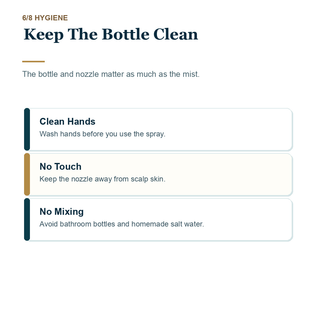 Saline spray after hair transplant, keep the bottle clean.
