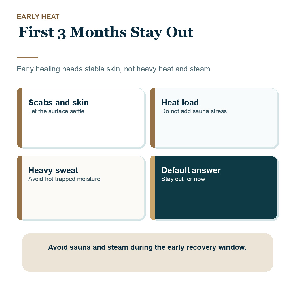 First 3 months stay out guidance after a hair transplant.
