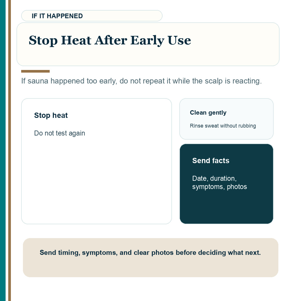 Stop heat after early use guidance after a hair transplant.