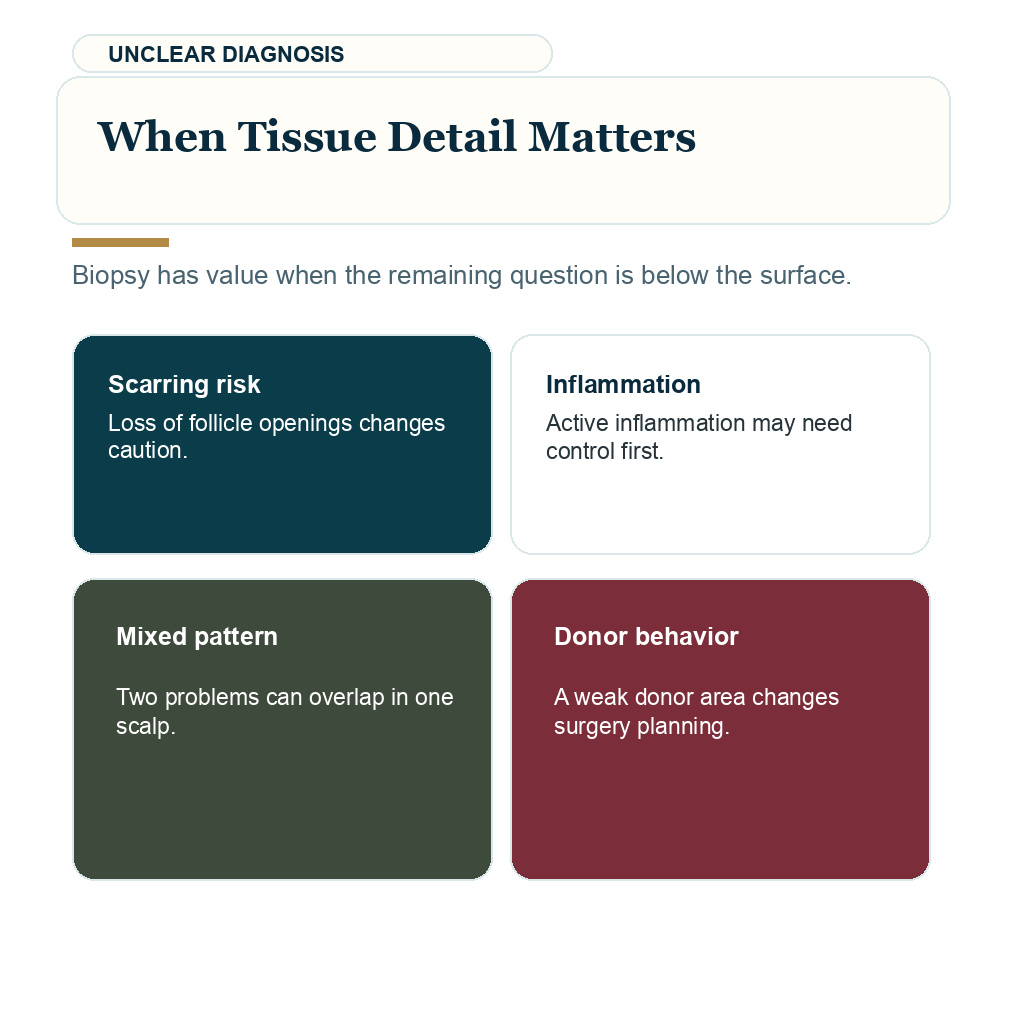Scalp biopsy before hair transplant visual showing when tissue detail matters