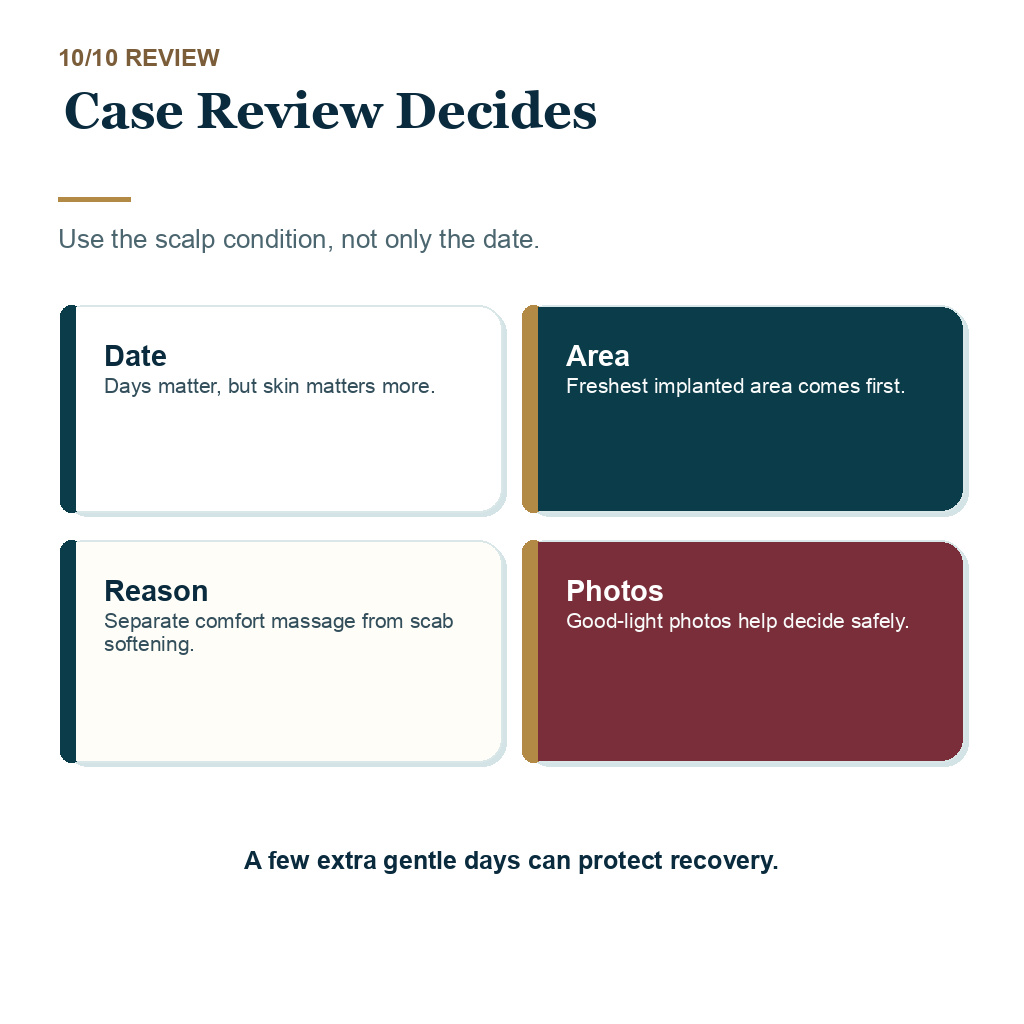 Scalp massage after hair transplant, case review decides.