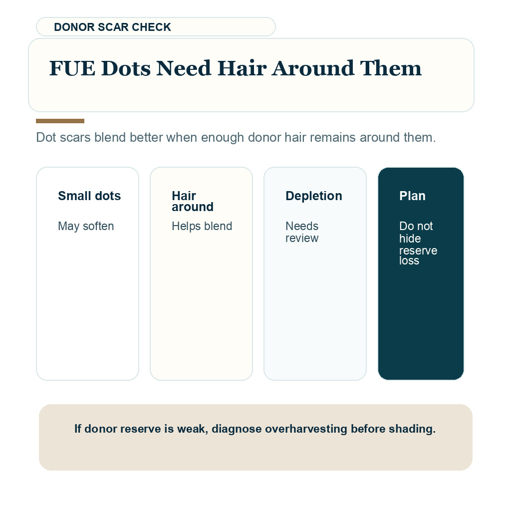 SMP decision carousel slide 4 about fue dots need hair around them.