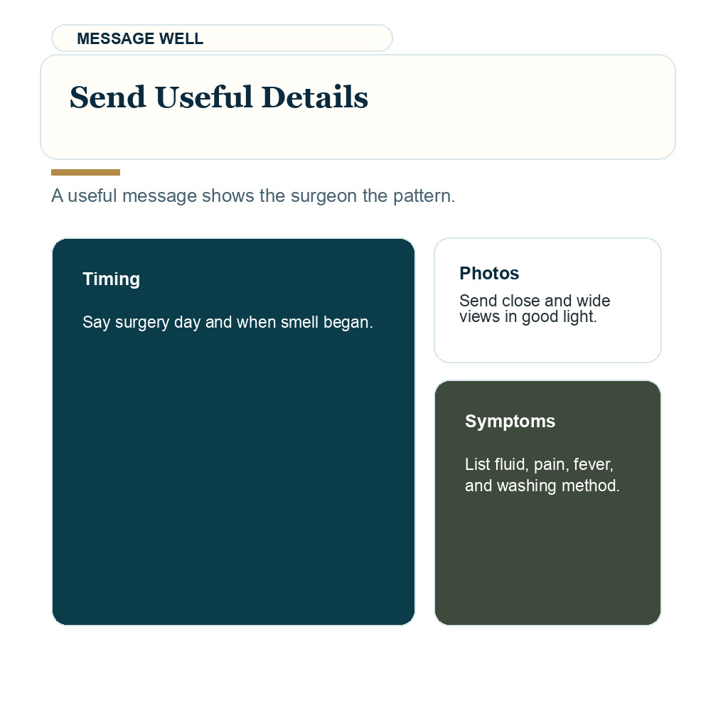 Scalp odor FUE recovery support visual about send useful details