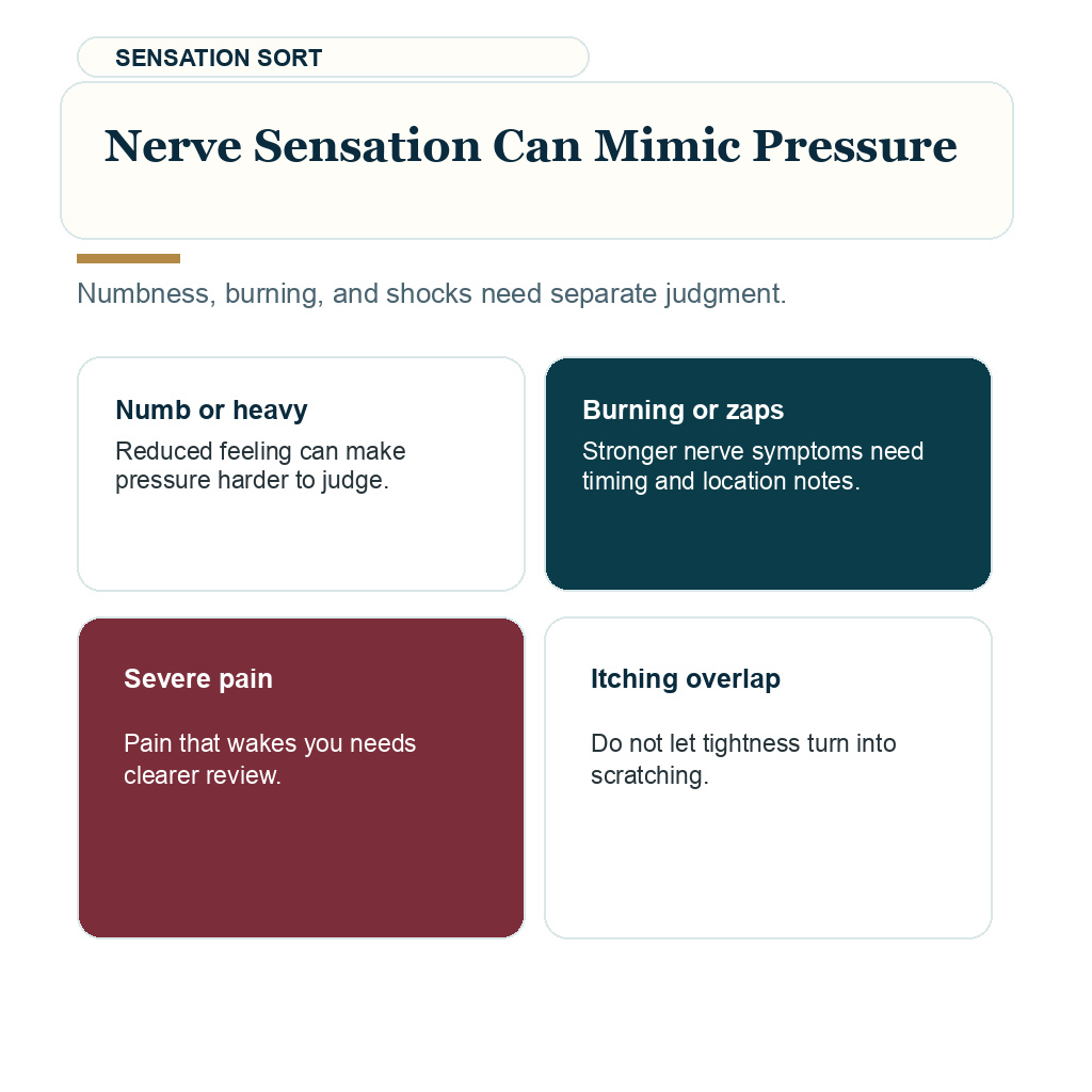 Information card explaining nerve sensation can mimic scalp pressure after FUE