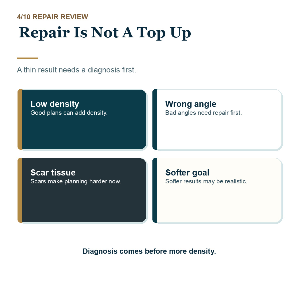 Second hair transplant, repair is not a top up.