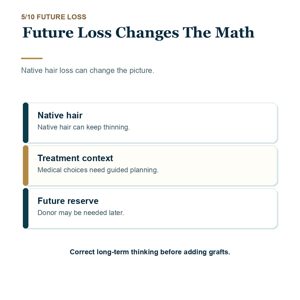 Second hair transplant, future loss changes the math.