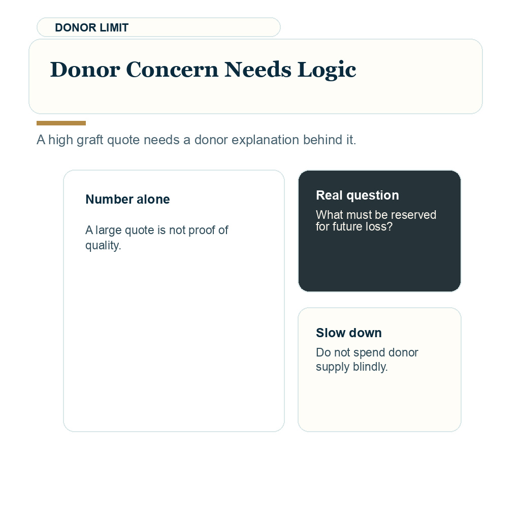 Second thoughts before hair transplant support visual about donor concern needs logic