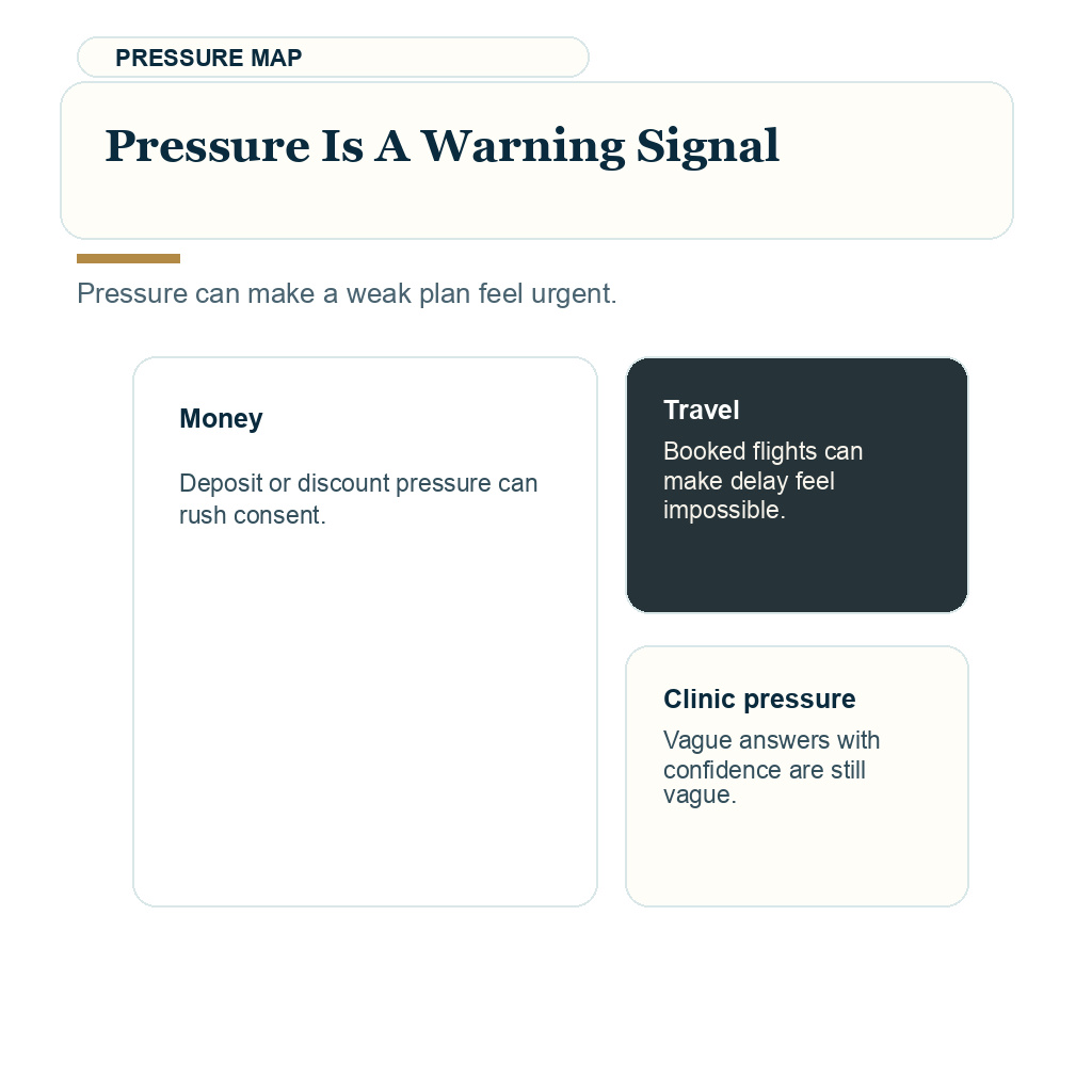 Second thoughts before hair transplant support visual about pressure is a warning signal