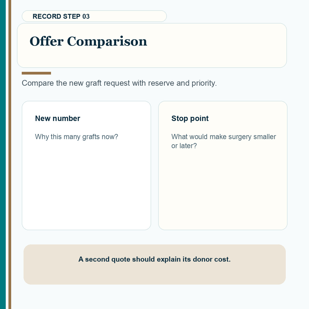 Offer comparison before second hair transplant abroad checks new graft number and stop point