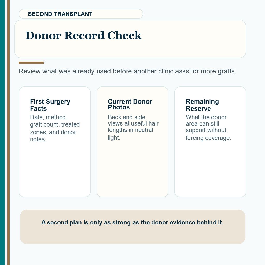 Donor record check for second hair transplant abroad with first surgery facts current donor photos and reserve review