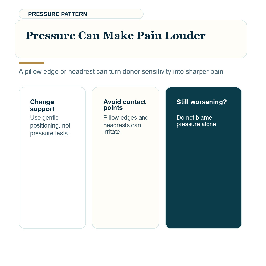 Severe donor area pain after hair transplant support visual about pressure can make pain louder