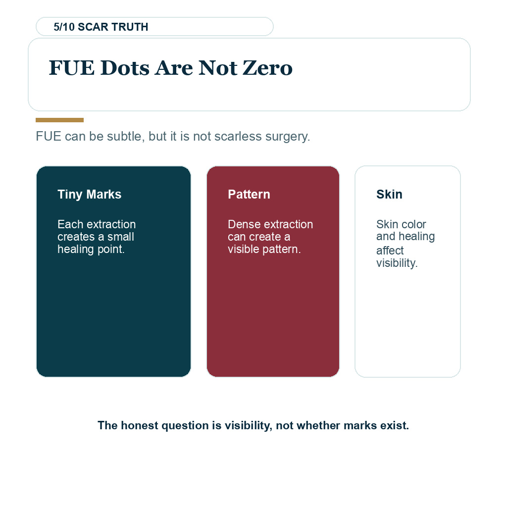 Shave head after hair transplant slide 5 explaining fue dots are not zero.