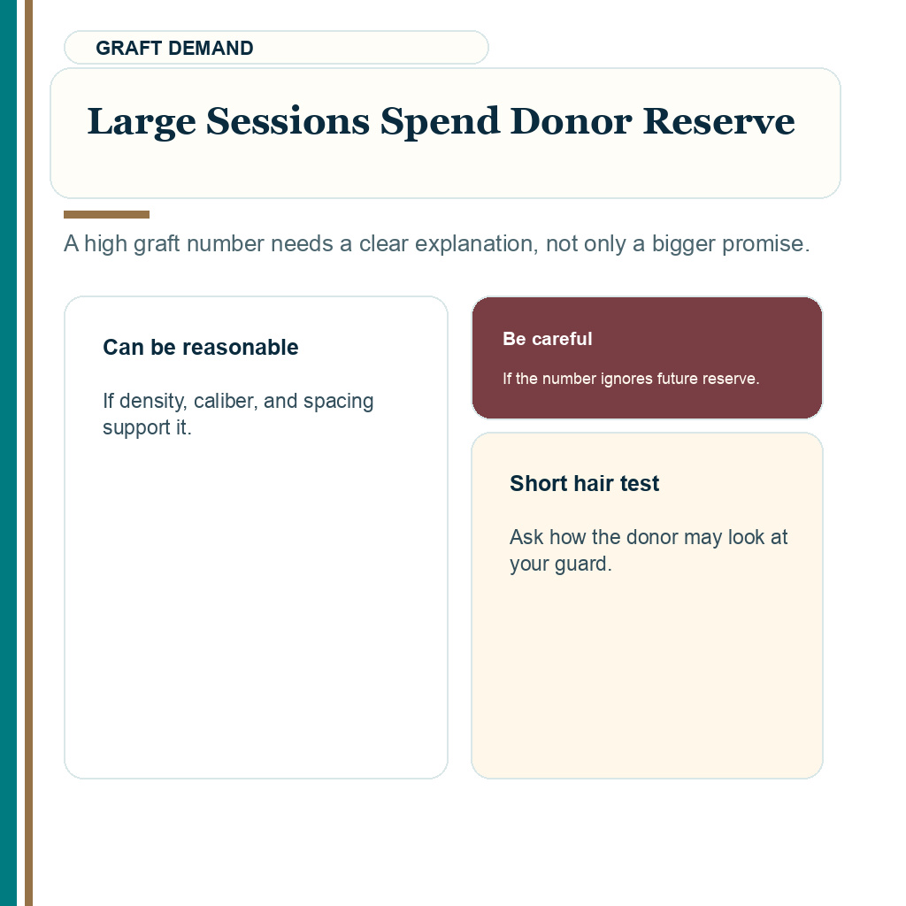 Short hair after FUE donor scars slide 6 explaining graft number and donor reserve for short hair