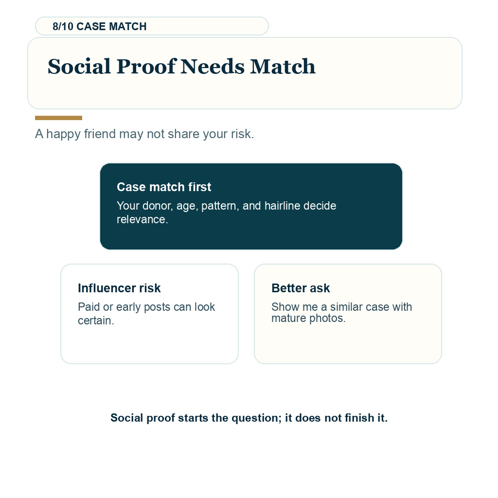 Silent success and negative bias, social proof needs match.