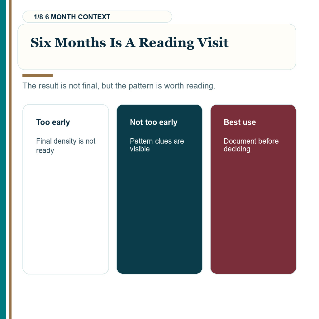 Six month density evidence review, six months is a reading visit.