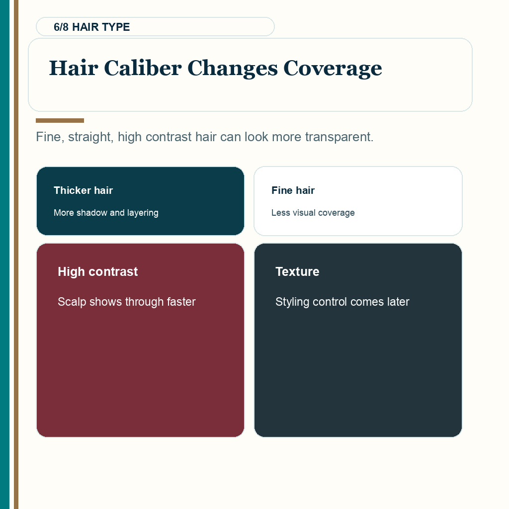 Six month density evidence review, hair caliber changes coverage.