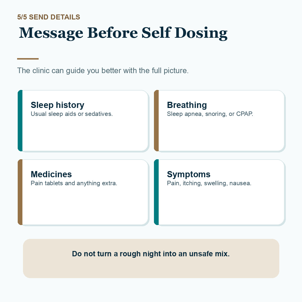 Sleepless nights after FUE carousel slide 5 about messaging before self dosing.