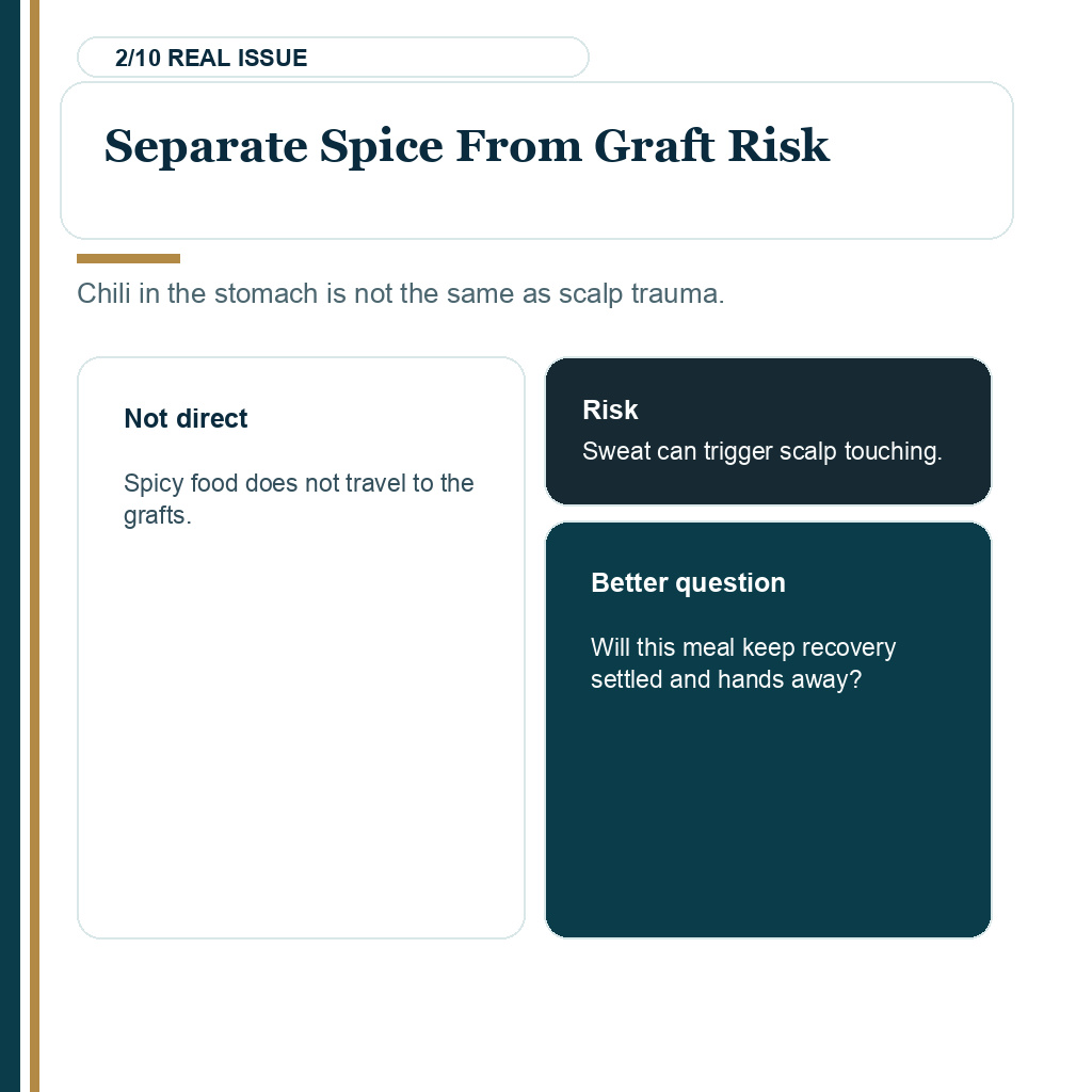 Spicy food after hair transplant, separating spice from graft risk.