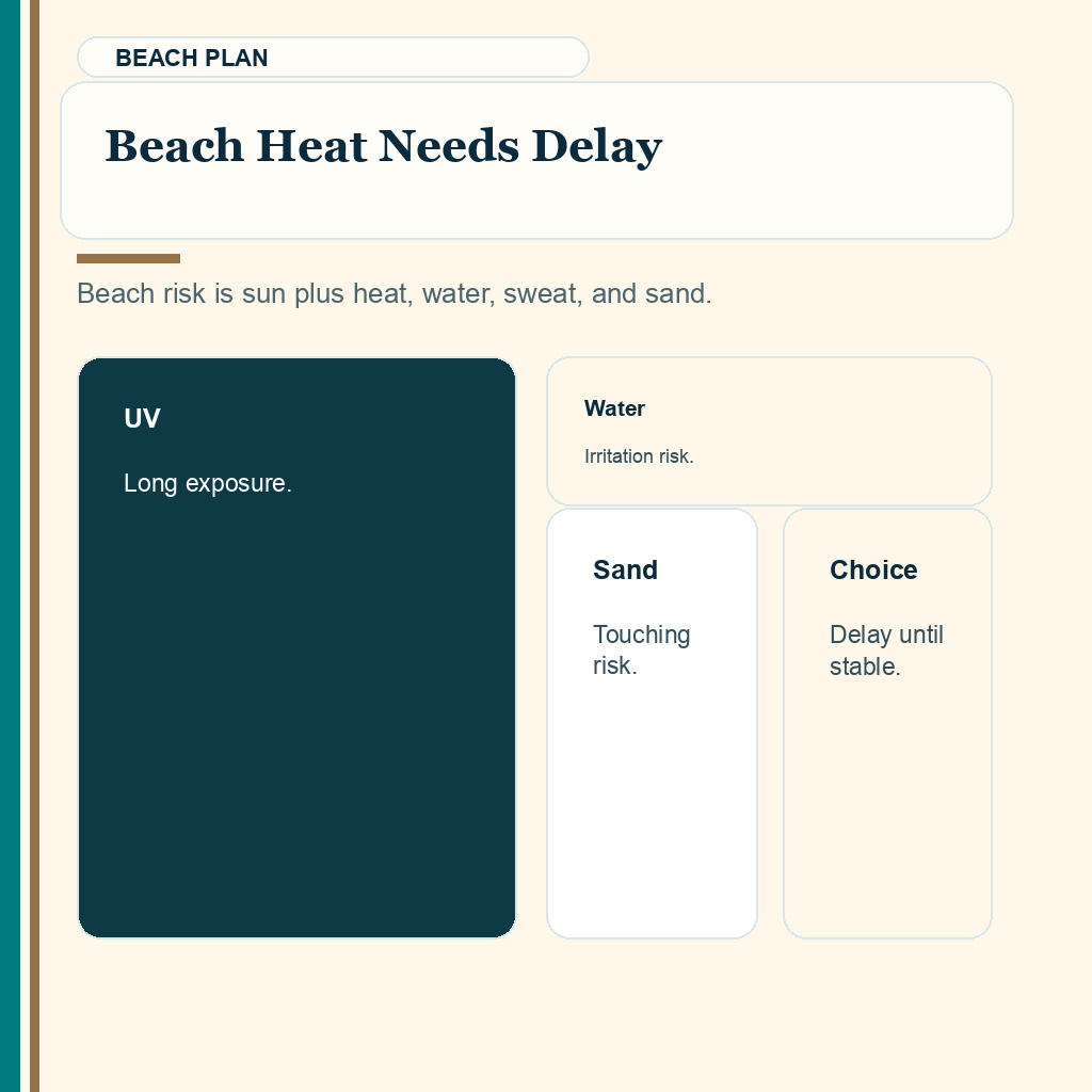 Sun after hair transplant slide 6 explaining beach heat needs delay