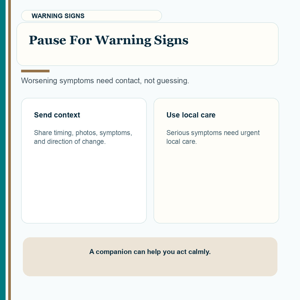 Carousel slide about pausing for warning signs after hair transplant surgery.