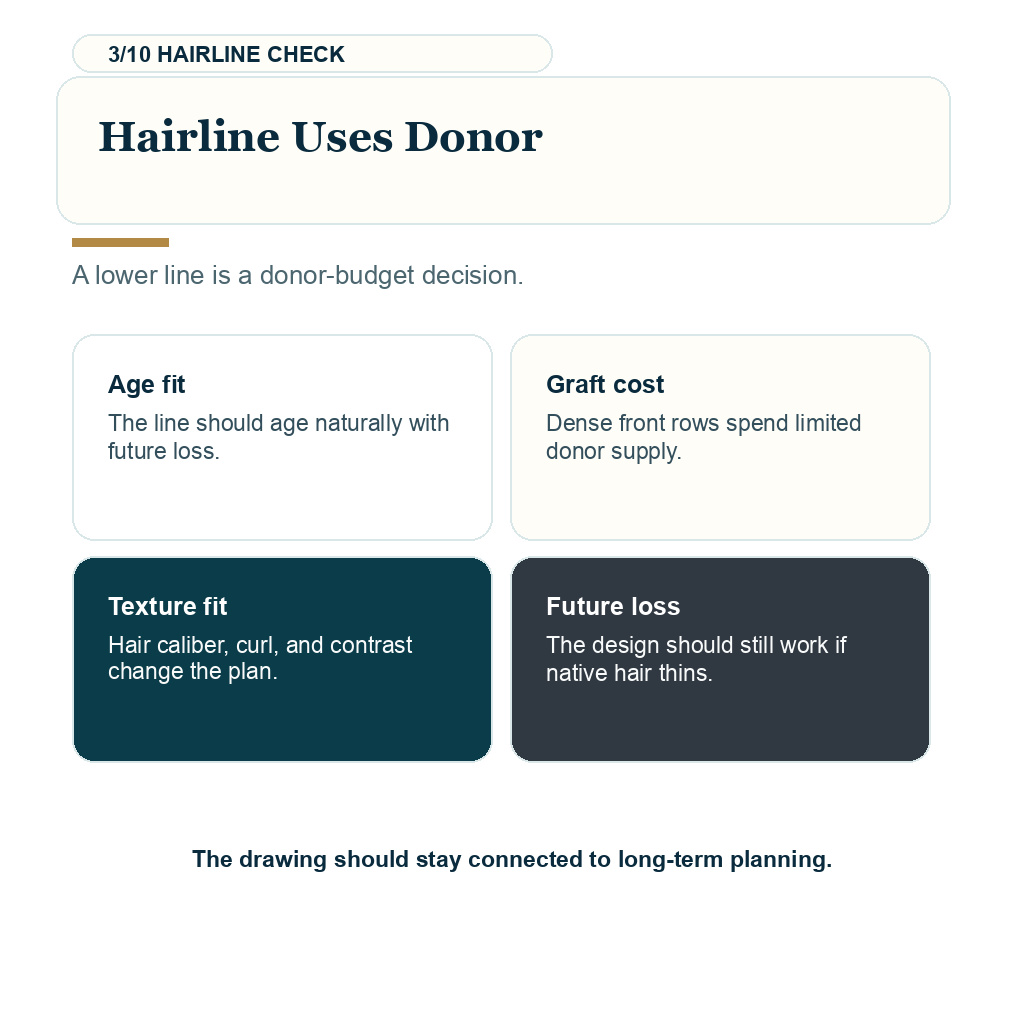 Surgeon involvement hair transplant, hairline uses donor.