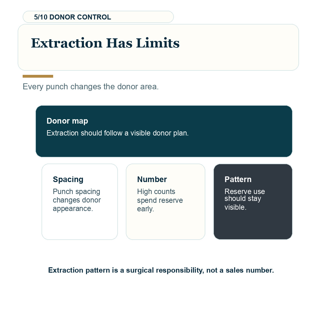 Surgeon involvement hair transplant, extraction has limits.