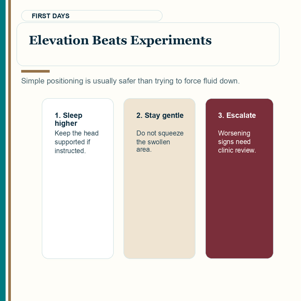 Swelling after hair transplant slide 5 explaining why head elevation and simple routine are safer than experiments