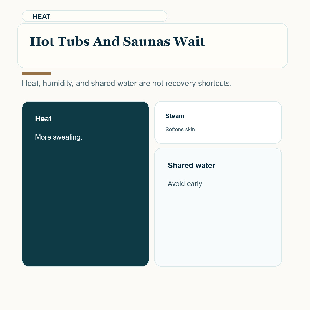 Swimming after hair transplant slide explaining hot water is a different risk