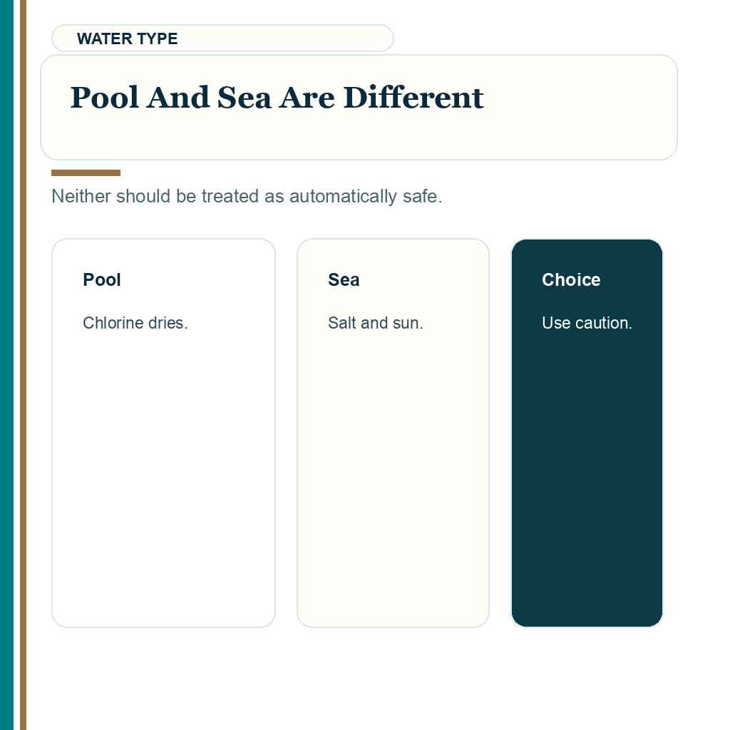 Swimming after hair transplant slide explaining pool and sea return differently