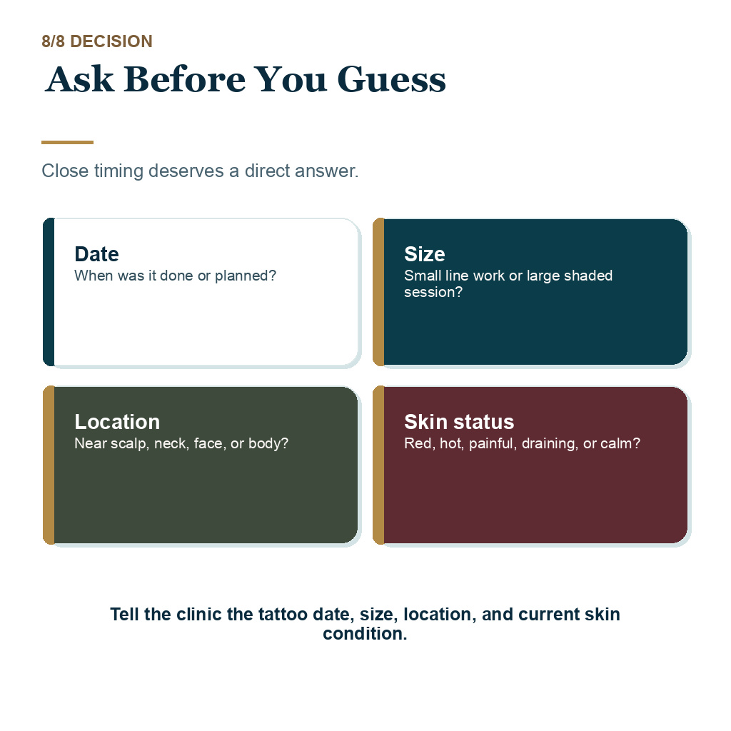 Ask the clinic before guessing tattoo timing